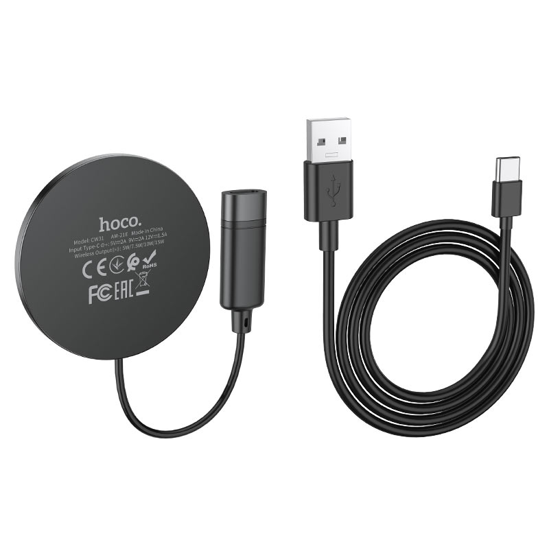 hoco cw31 starfall magnetic wireless fast charger black cable