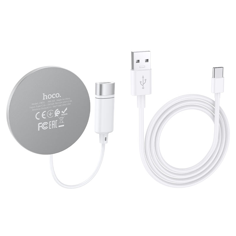 hoco cw31 starfall magnetic wireless fast charger white cable