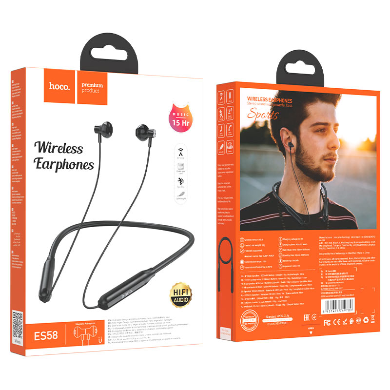 hoco es58 sound tide sports bt earphones package black