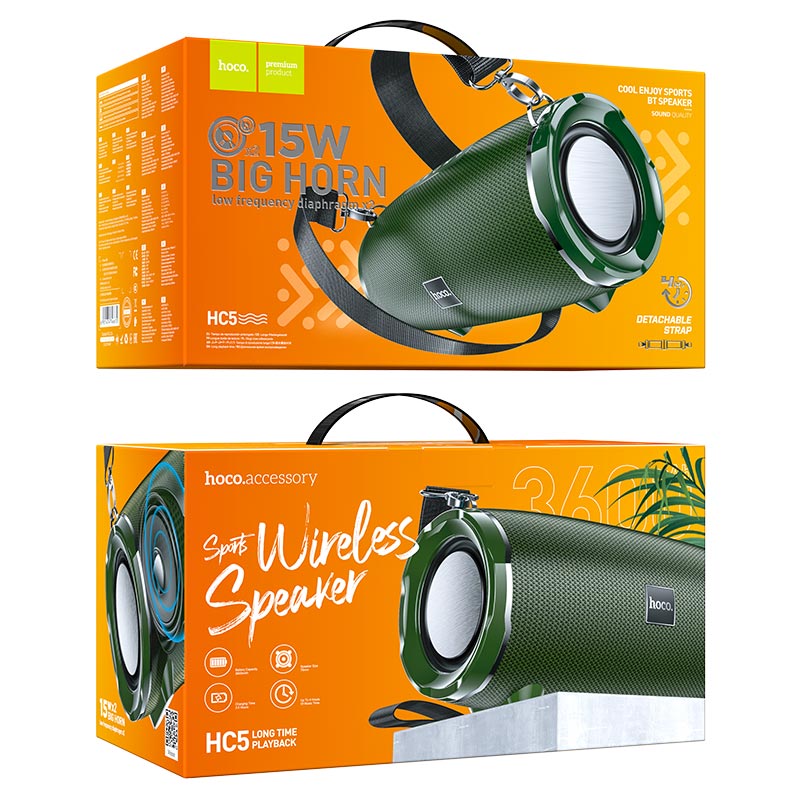 hoco hc5 cool enjoy sports bt speaker package dark green