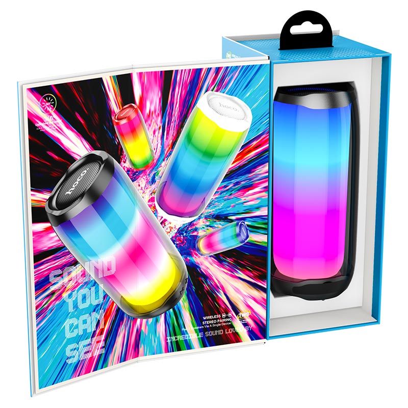 hoco hc8 pulsating colorful luminous wireless speaker package opened