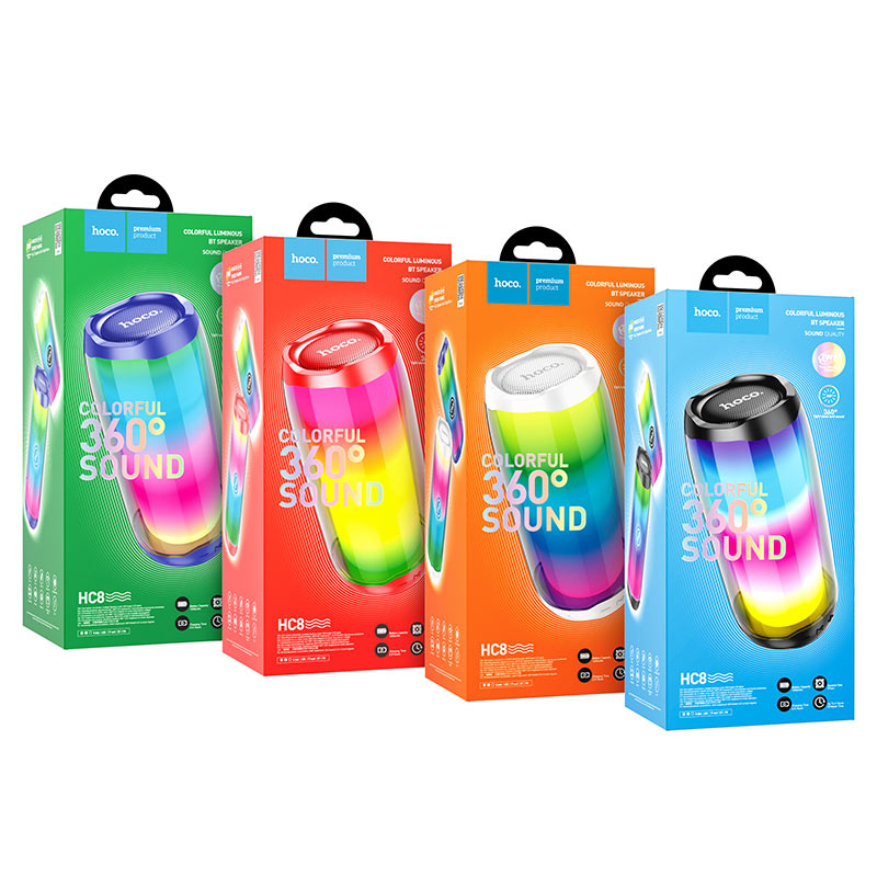 hoco hc8 pulsating colorful luminous wireless speaker packages