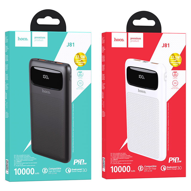 hoco j81 fast way 22 5w fully compatible power bank 10000mah packages