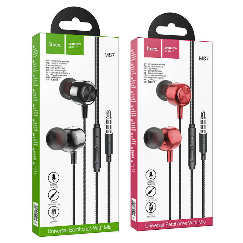 hoco m87 string wired earphones with with microphone packages