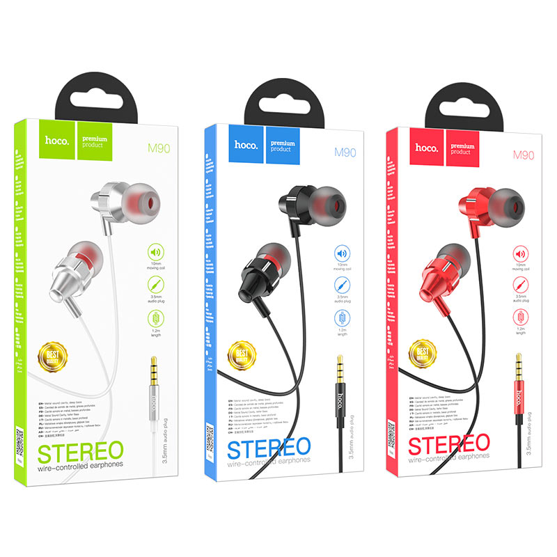 hoco m90 delight wire controlled earphones with microphone packages