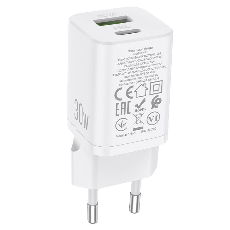 hoco n13 bright pd30w qc3 wall charger eu certification