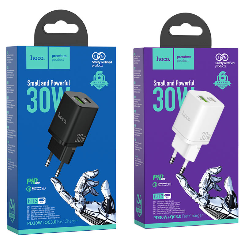 hoco n13 bright pd30w qc3 wall charger eu packages