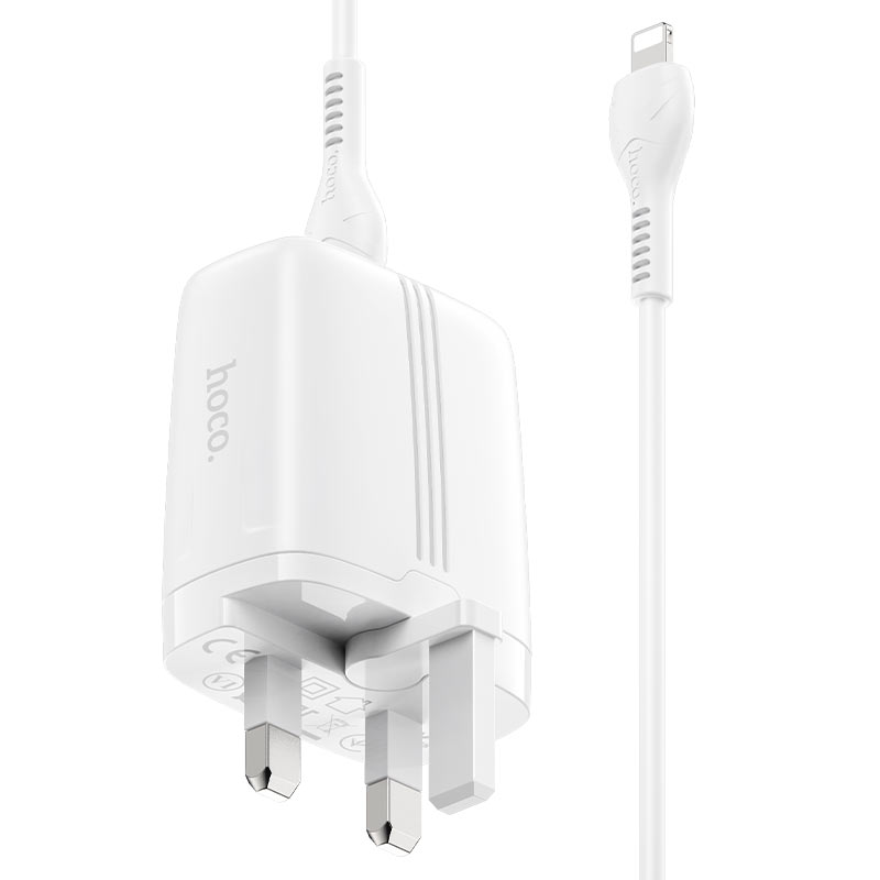 hoco nk1 superior pd20w qc3 wall charger uk set with type c to lightning cable wire