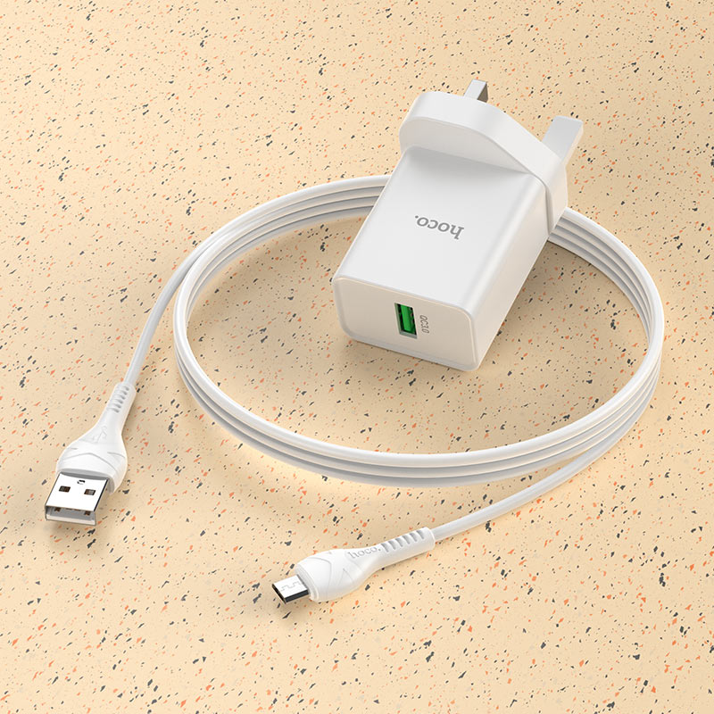 hoco nk5 seal single port qc3 wall charger uk set with micro usb cable interior