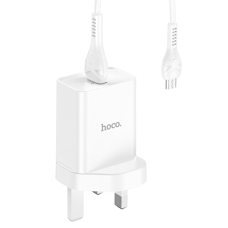 hoco nk5 seal single port qc3 wall charger uk set with micro usb cable shell