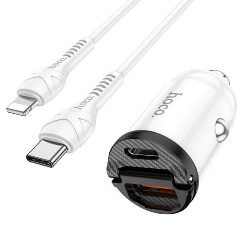 hoco nz2 link pd30w qc3 car charger set with type c to lightning cable connectors
