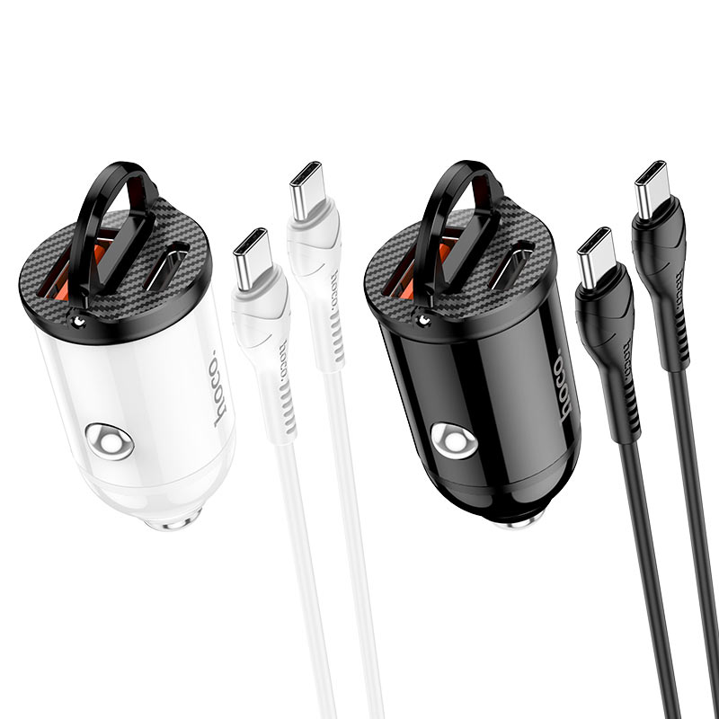 hoco nz2 link pd30w qc3 car charger set with type c to type c cable colors