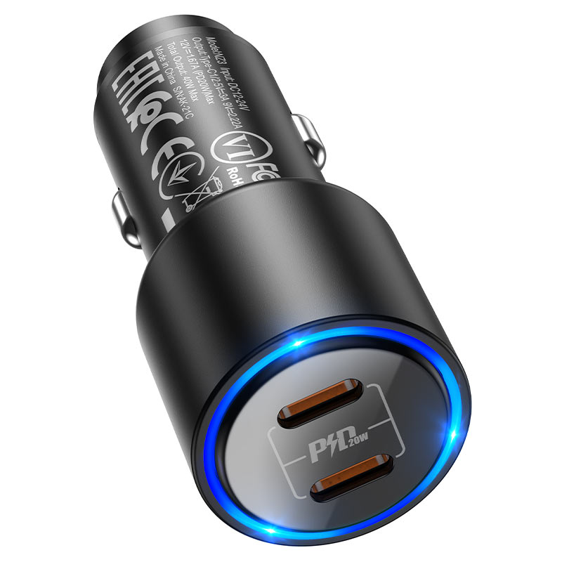 hoco nz3 clear way 40w dual port pd car charger specs