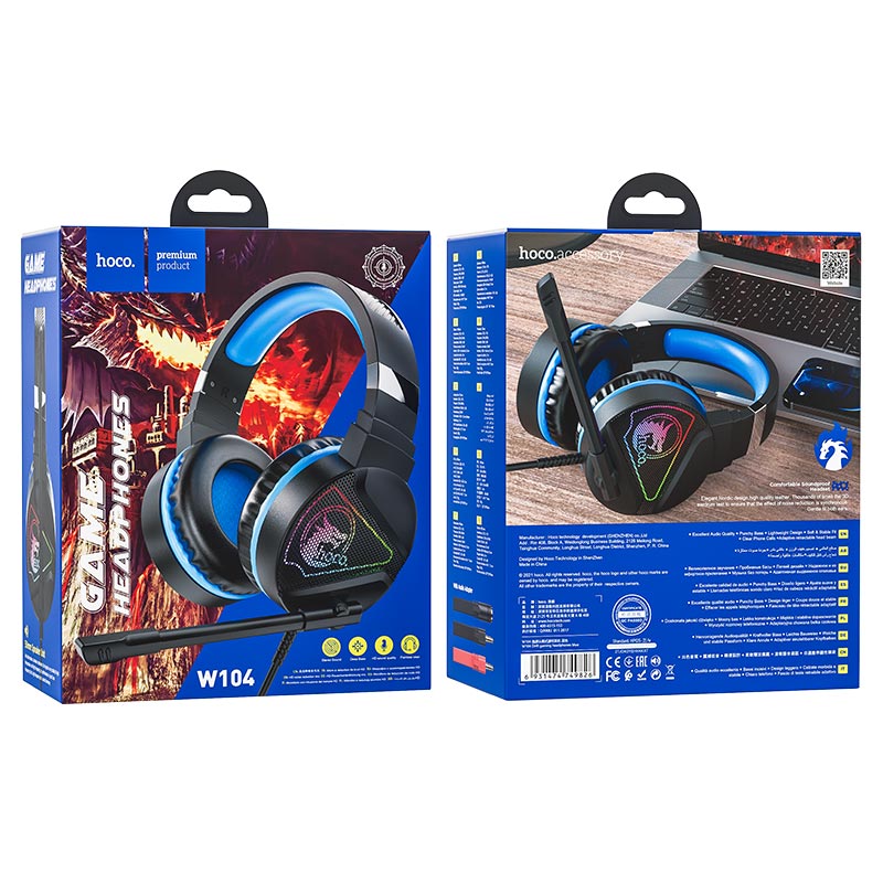hoco w104 drift gaming headphones package blue