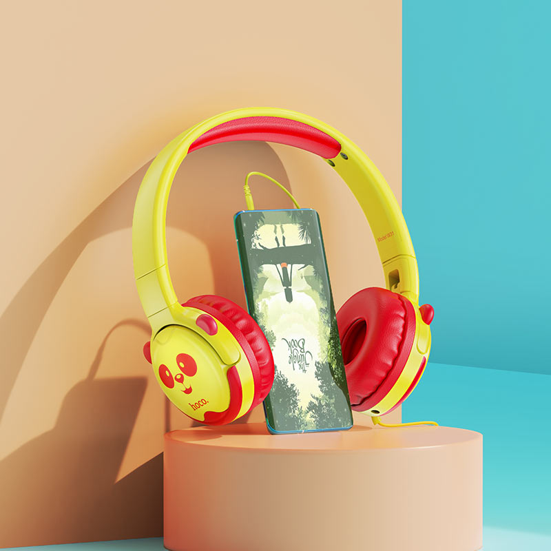 hoco w31 childrens headphones interior yellow