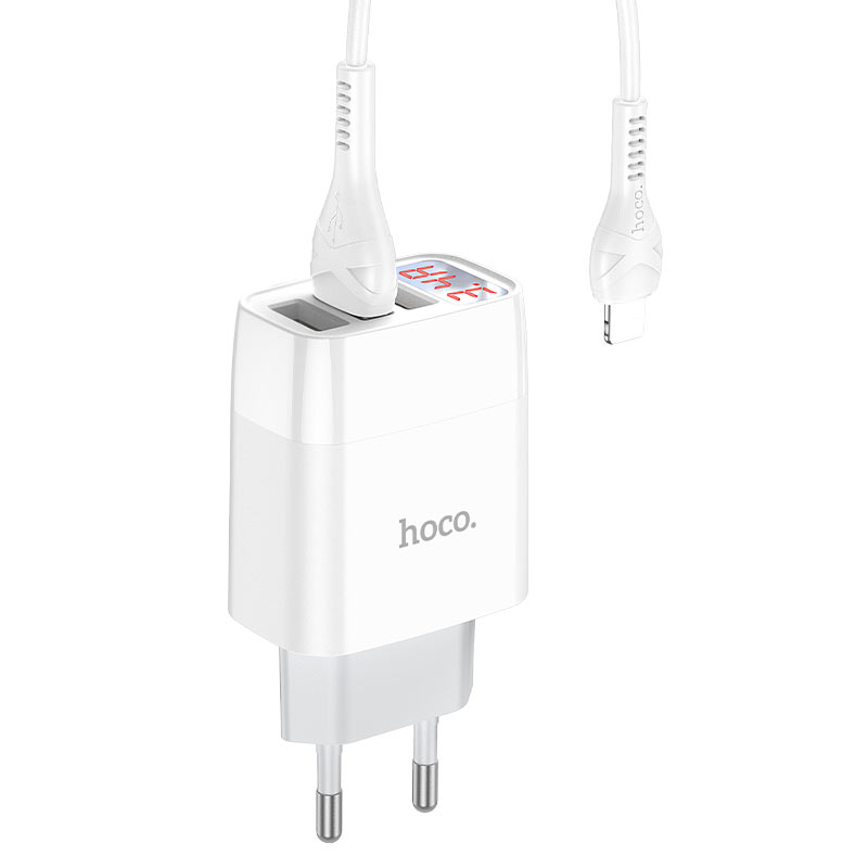 hoco c93a easy charge зарядное устройство с 3 портами и дисплеем eu ltn набор спереди