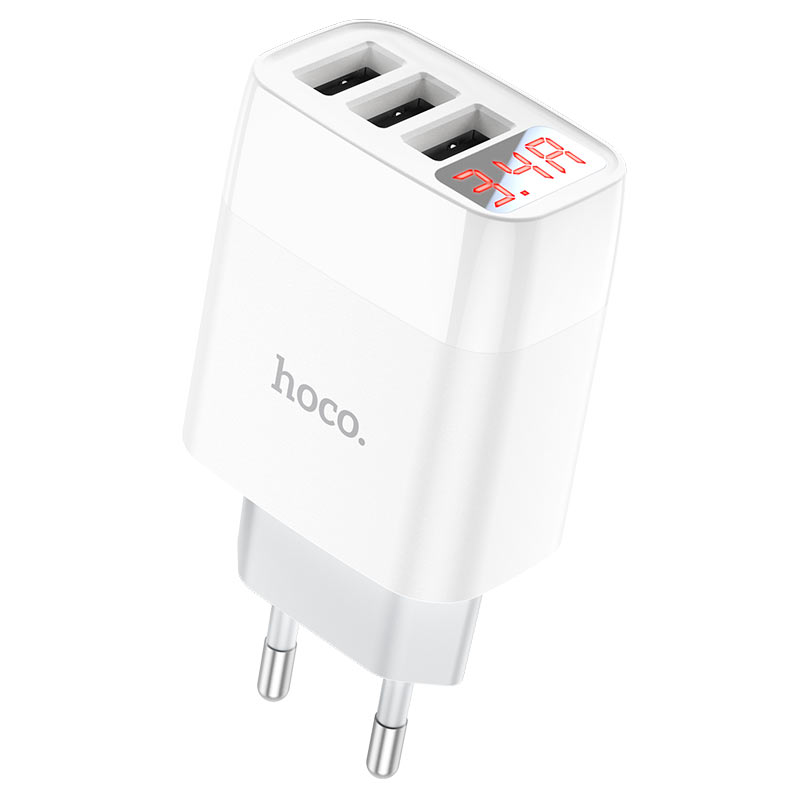 hoco c93a easy charge зарядное устройство с 3 портами и дисплеем eu