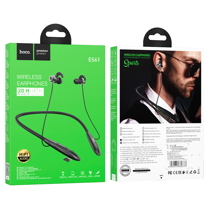 hoco es61 manner sports bt headset package black