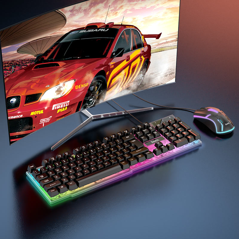hoco gm11 terrific glowing игровая клавиатура и мышь с подсветкой набор английский обзор