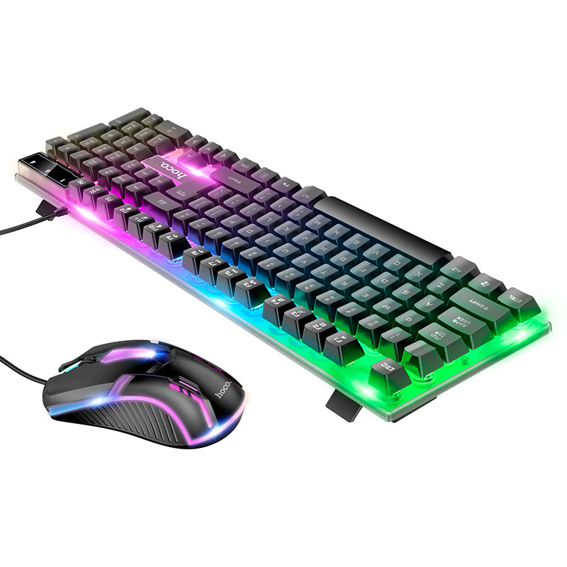 hoco gm11 terrific glowing игровая клавиатура и мышь с подсветкой набор английский набор