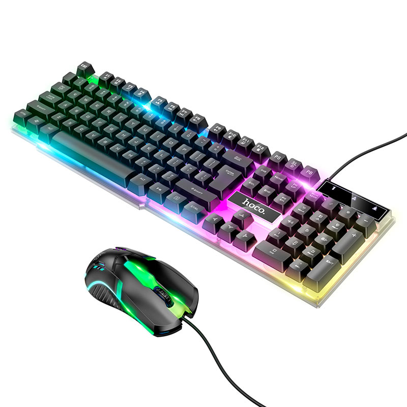 hoco gm11 terrific glowing игровая клавиатура и мышь с подсветкой набор английский