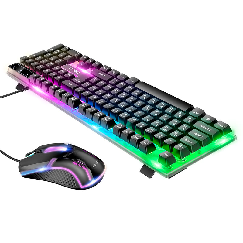 hoco gm11 terrific glowing игровая клавиатура и мышь с подсветкой набор русский набор