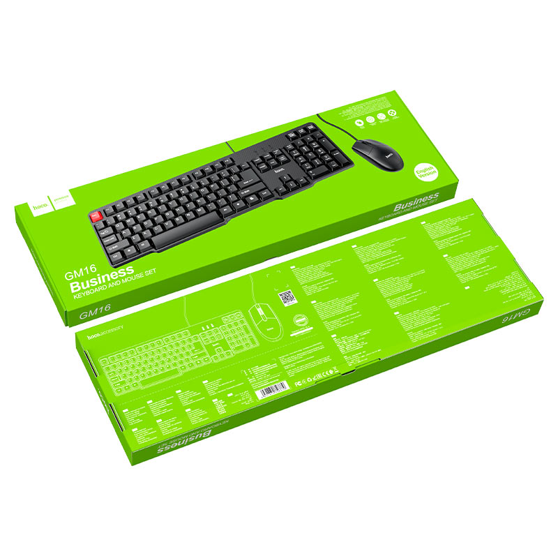 hoco gm16 набор клавиатура и мышь английский упаковка