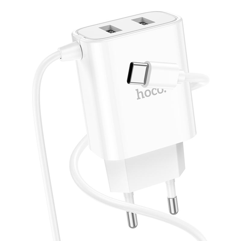 hoco c103a courser dual port charger with built in tc cable ports