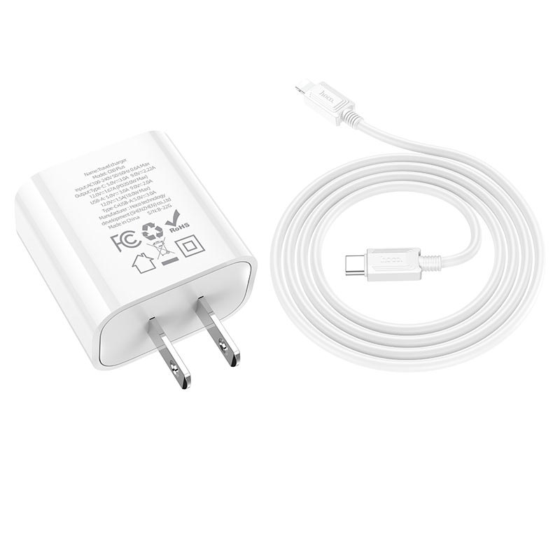 hoco c80 plus rapido pd20w qc3 wall charger us set tc to ltn wire