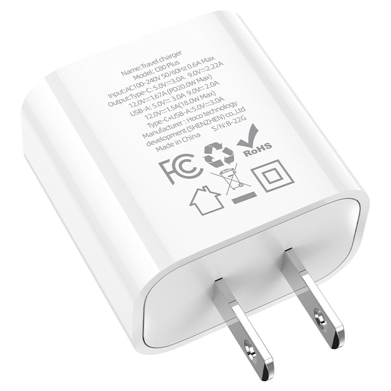 hoco c80 plus rapido pd20w qc3 wall charger us specs