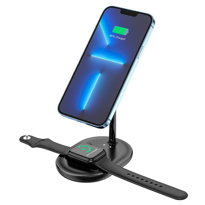 hoco cw40 noble 3in1 magnetic holder with wireless fast charging desktop