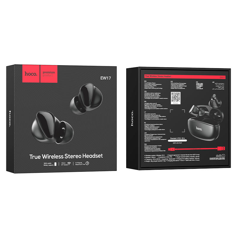 hoco ew17 amusement tws headset packaging black
