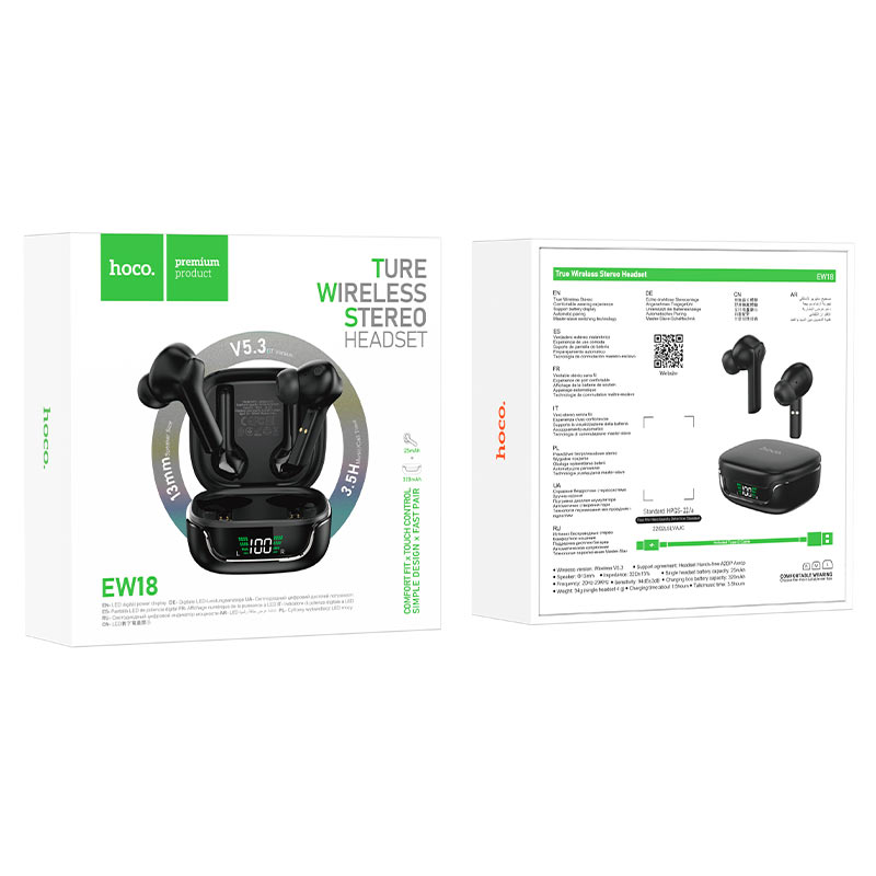 hoco ew18 true wireless headset packaging black
