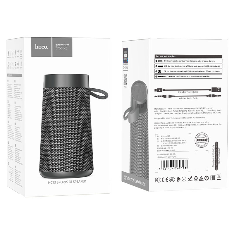 hoco hc13 sports bt speaker packaging grey