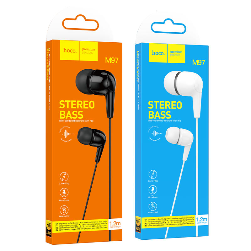 hoco m97 enjoy universal earphones with mic packaging