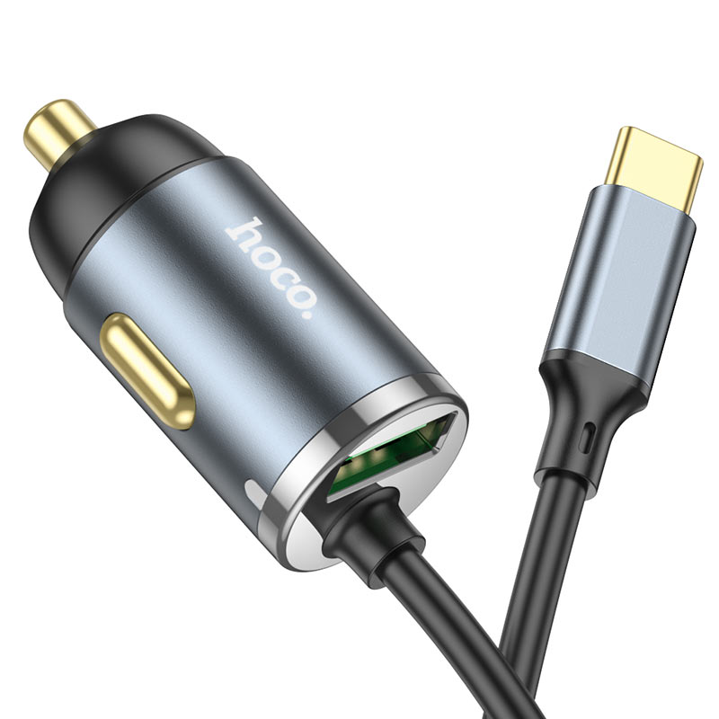 hoco nz7 pd20wqc3.0 car charger built in tc cable overview