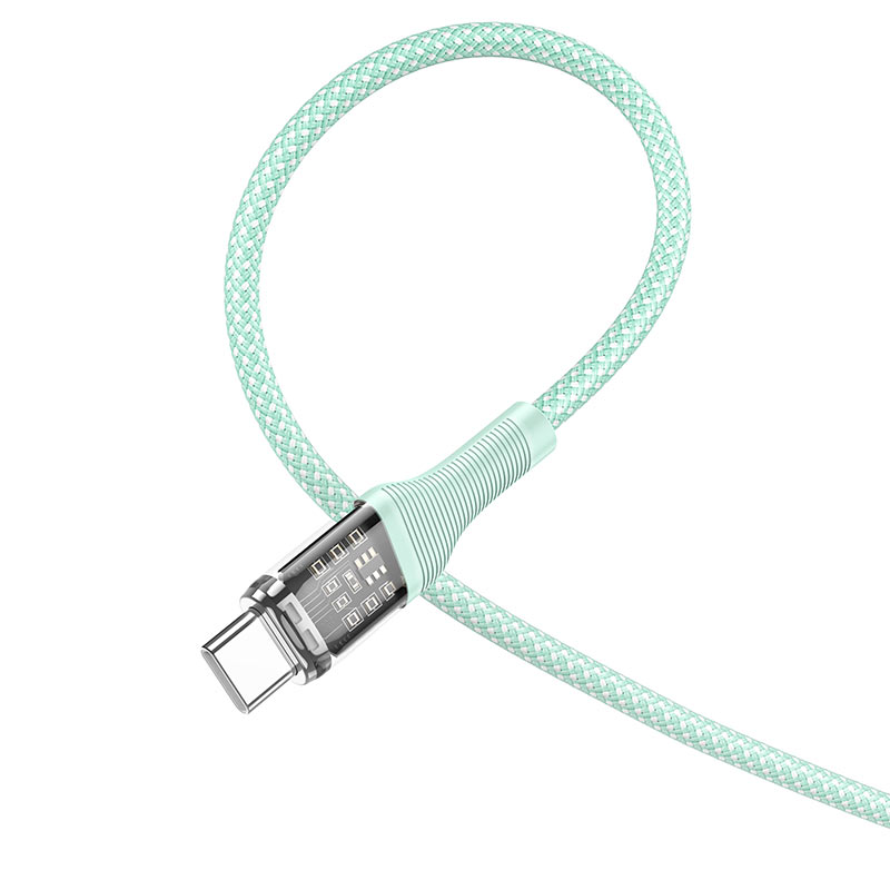 hoco u111 transparent discovery edition 60w charging data cable tc to tc braid