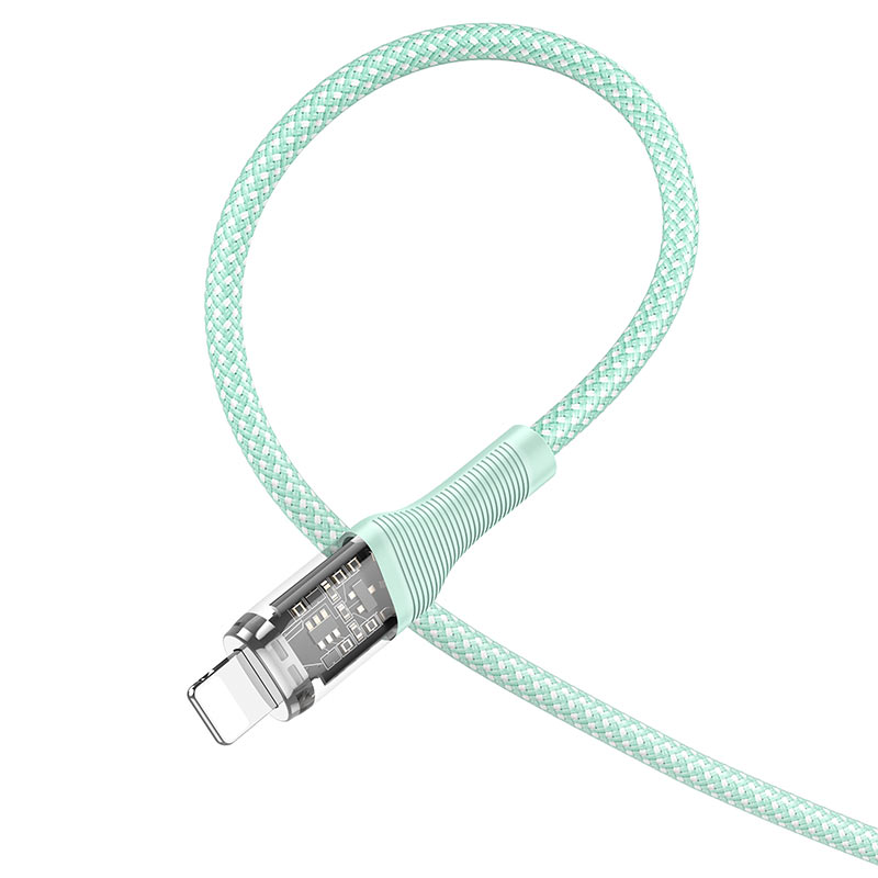 hoco u111 transparent discovery edition pd charging data cable tc to ltn braid