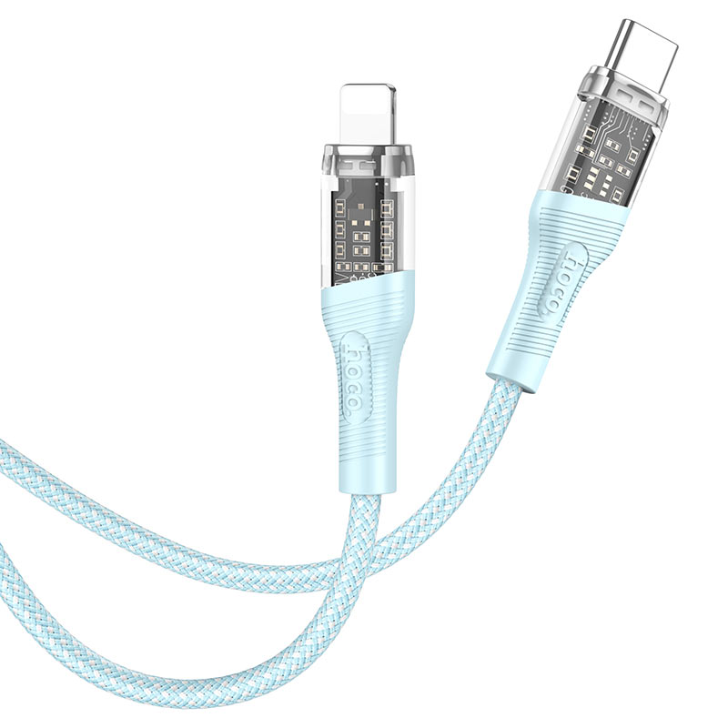 hoco u111 transparent discovery edition pd charging data cable tc to ltn connectors