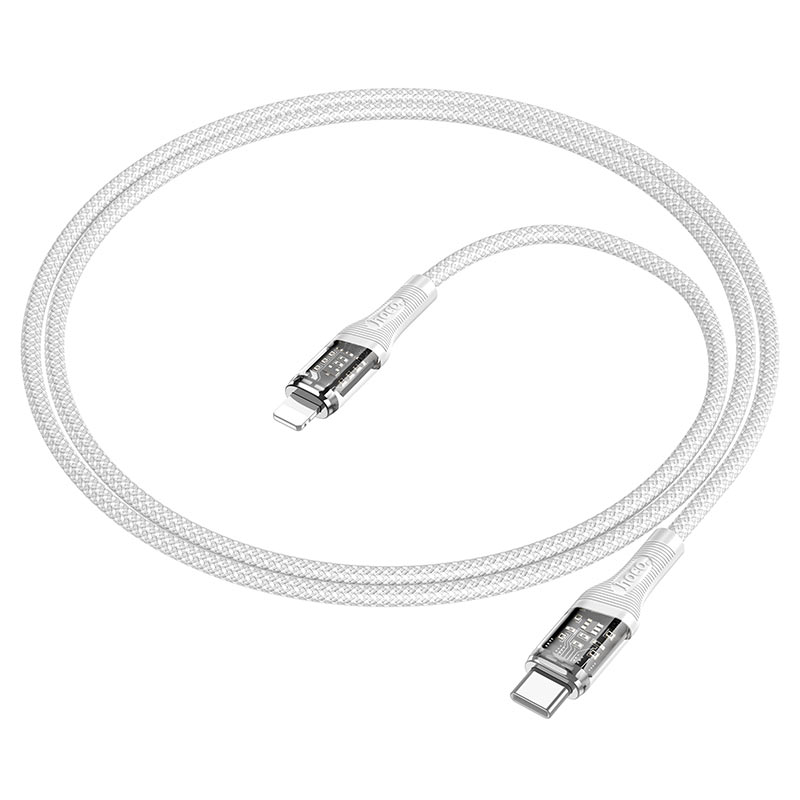 hoco u111 transparent discovery edition pd charging data cable tc to ltn flexible