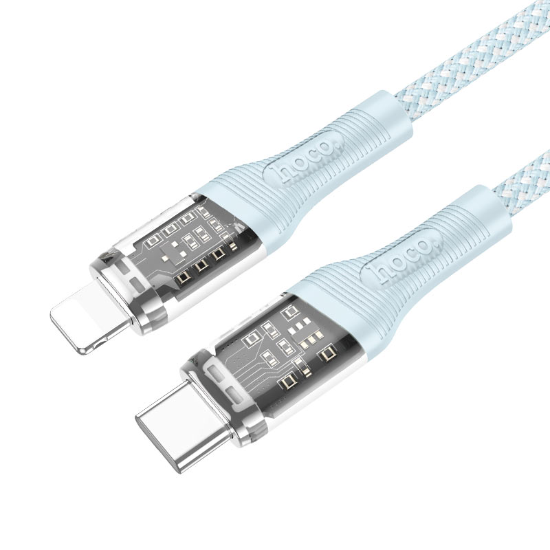 hoco u111 transparent discovery edition pd charging data cable tc to ltn