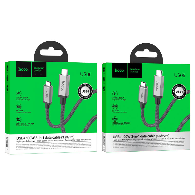 hoco us05 usb4 100w hd high speed data cable packaging