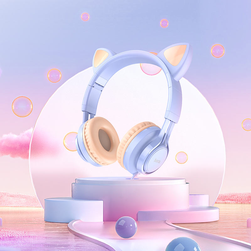 浩酷 w36 猫耳朵带麦头戴式耳机 概览 梦幻蓝
