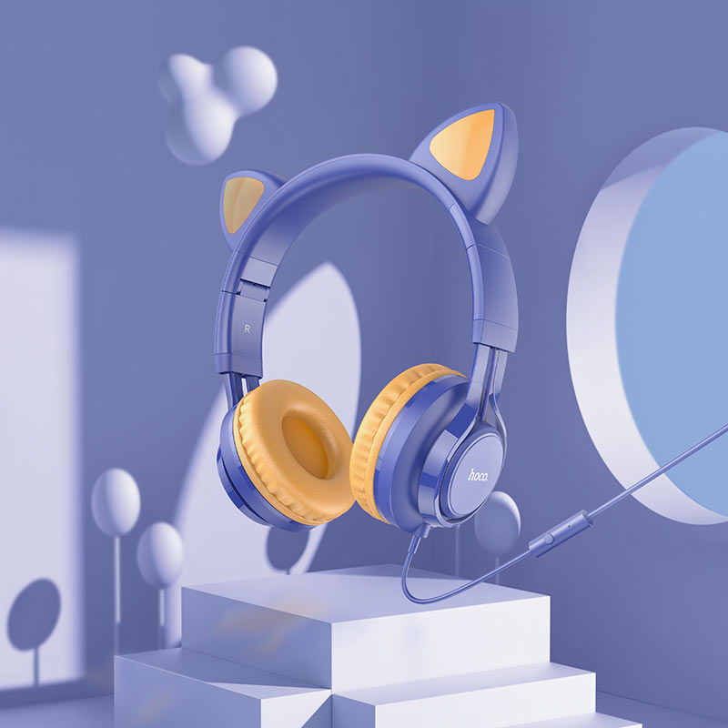 hoco w36 cat ear headphones with mic overview midnight blue
