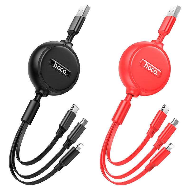 hoco x75 3in1 double pull charging cable ltn musb tc colors