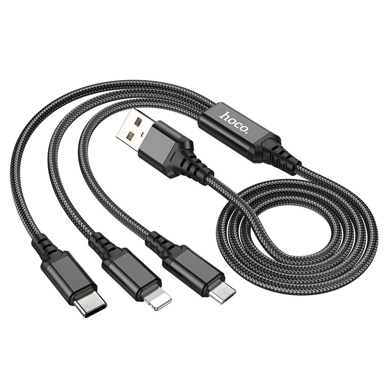 hoco x76 3in1 super charging cable ltn tc musb flexible