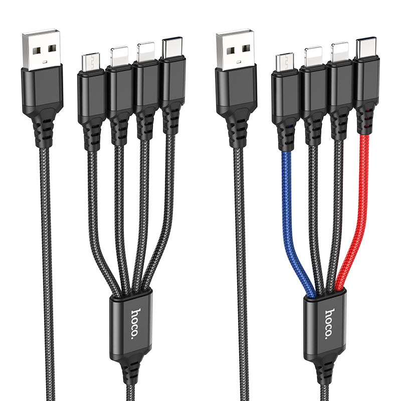 hoco x76 4in1 super charging cable 2xltn tc musb colors