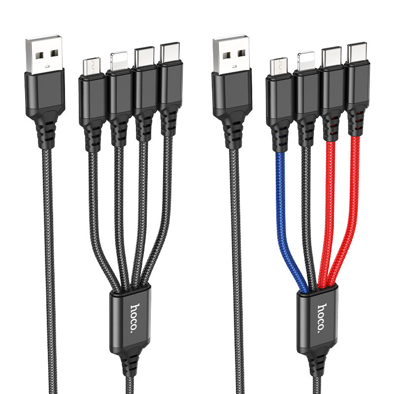 hoco x76 4in1 super charging cable 2xtc ltn musb colors