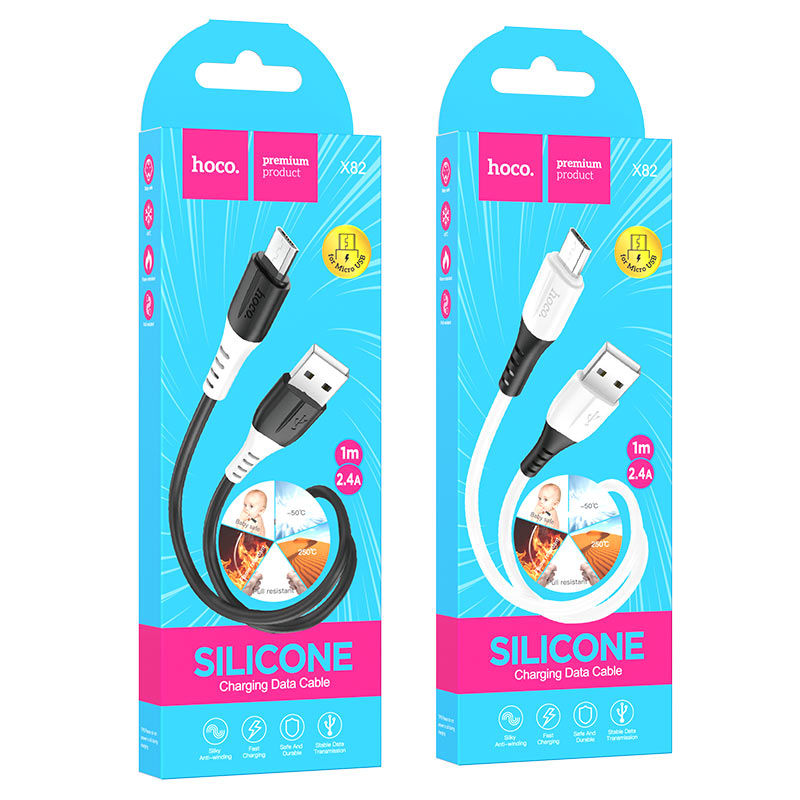 hoco x82 silicone charging data cable usb to musb packaging