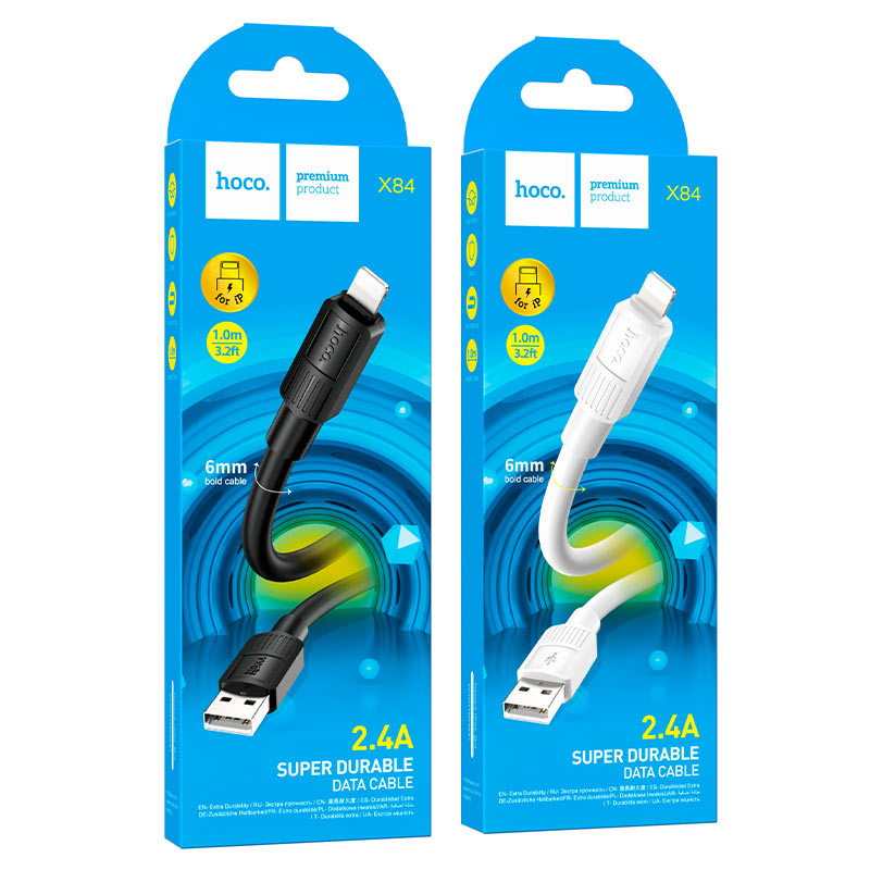 hoco x84 solid charging data cable usb to ltn packaging